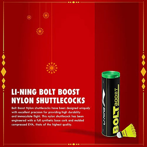 Image of Li-Ning Badminton Rackets & 6, Bolt Boost Nylon Shuttlecocks & Racket Bag- (Black/Orange) Combo of 2