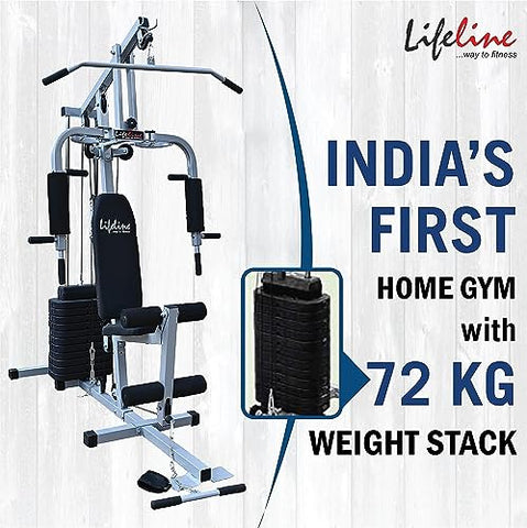 Image of Lifeline Fitness HG-002 Home Gym with LE-103 Air Bike with Moving Handles for Home Gym Workout Combo,