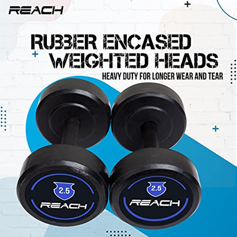 Image of Reach round dumbbell weights for strength training at home and gym ( 2.5kg pair )