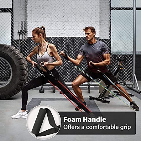 Image of QUXIS Resistance Exercise Bands with Door Anchor, Handles, Waterproof Carry Bag, Legs Ankle Straps for Resistance Training, Physical Therapy, Home Workouts, Resistance Band.