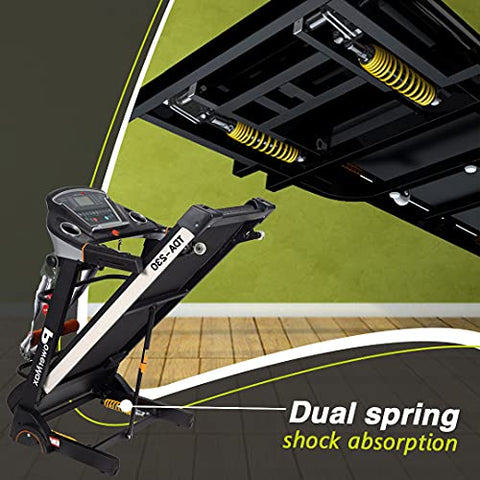 Image of PowerMax Fitness TDA-230 (4HP Peak) Smart Folding Electric Treadmill with Auto Incline, MP3, Speaker, DIY and Virtual Assistance, Exercise Machine for Home Gym and Cardio Training