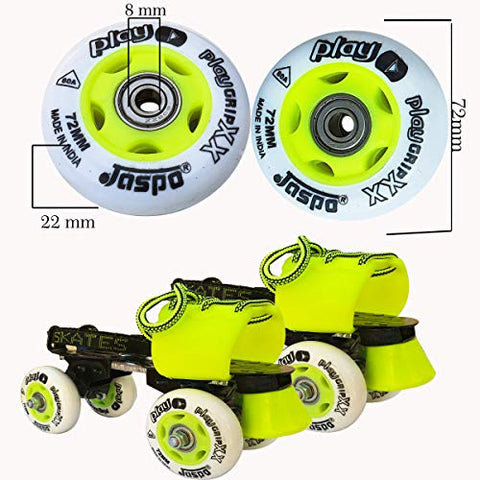 Image of jaspo Polyurethane Play Grip XX Inline 72 mm Wheels (White with Green), Set of 8 PC