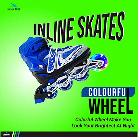 Image of Jaspo Sparkle Adjustable Inline Skates with Front Light up Wheels Beginner Skates Fun Illuminating Roller Skates for Kids Boys and Girls