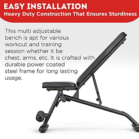 Image of FITNESS WORLD Home Multi Functional Weight Workout Strength Training Multi-Purpose Fold able Incline Decline Exercise Bench for Home Gym, for Full Body Workout (Home Bench, 215 kg Limit)