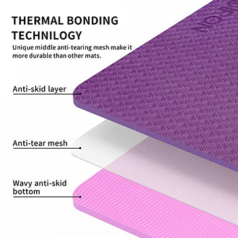 Image of PROIRON TPE Yoga Mat 1830×660×6mm (Purple+Pink), Yoga Mat Extra Wide, Non Slip Large Exercise Mat Pilates Mat with Carry Strap for Fitness Home Gym TPE Eco Friendly Yoga Mat