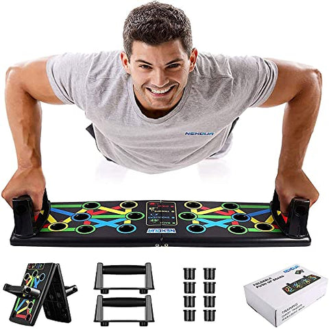 Image of Nexqua Fitness Portable Push Up Board System, 14 in 1 Body Building Exercise Tools Workout Push Up Stand, Workout Board Training System for Men Women home gym(Black)