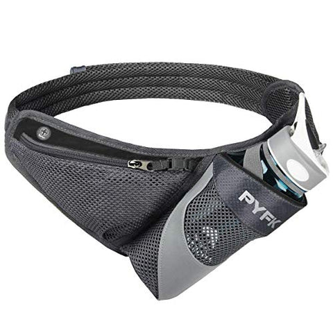Image of PYFK Running Belt Hydration Waist Pack with Water Bottle Holder for Men Women Waist Pouch Fanny Bag Reflective (Black)