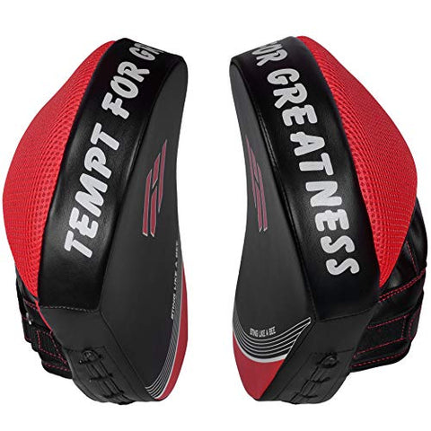 Image of Punching Mitts Kickboxing Muay Thai MMA Boxing Mitts Training Focus Punch Mitts Bags Hand Target Pads for Kids, Men & Women (Pair) (Red)
