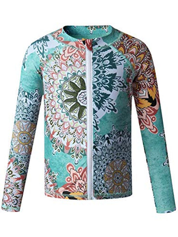Image of Caracilia Long Sleeve Rashgurad Swimsuit UPF 50+ Kids Swimwear Sunsuits with Zipper ZWY29-T05-XS