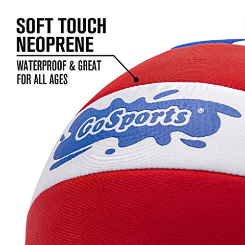 Image of GoSports Pro Neoprene Pool Volleyball - 2 Pack Waterproof Volleyballs with Ball Pump, Red, White, Blue