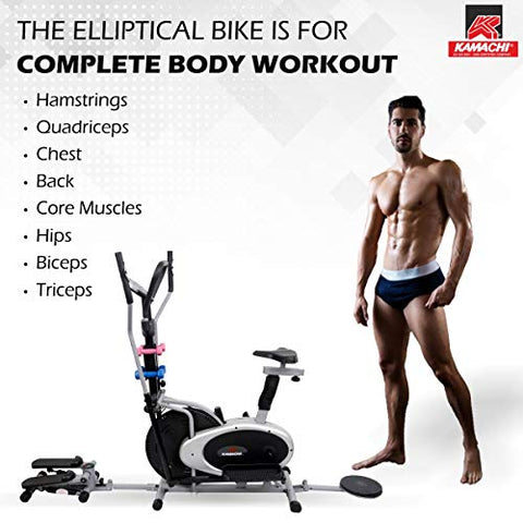 Image of Kamachi OB-330 Elliptical Orbitrack Bike (4 in 1) with Stepper, Twister & Dumbbells; Exercise Cycle; Cross Trainer