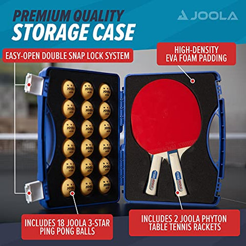 Image of JOOLA Tour Competition Carrying Case - Ping Pong Paddle Set Includes 2 ITTF APPROVED Python Table Tennis Paddles & 18 40mm 3 Star Tournament Ping Pong Balls - High Density Case with EVA Foam Lining