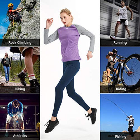 Image of Women's UPF 50+ Sun Protection T-Shirt Long Sleeve Indoor Outdoor Athletic Workout Running Hiking Fishing Shirt for Women Purple Gray