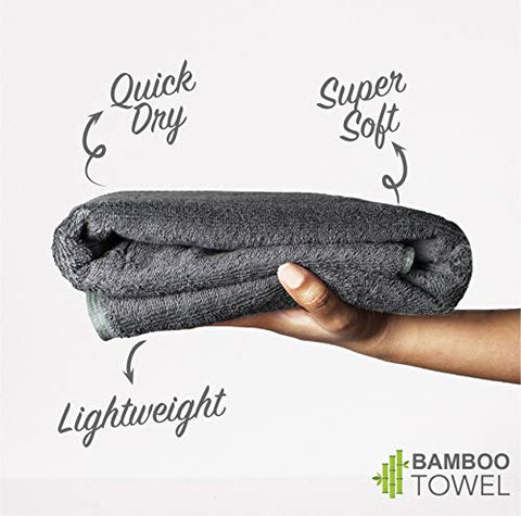 Image of Heelium Bamboo Bath Towel - 400 GSM, Ultra Soft, Quick Dry, Lightweight & Odour Free, 140 x 70 cm, Pack of 1, Grey