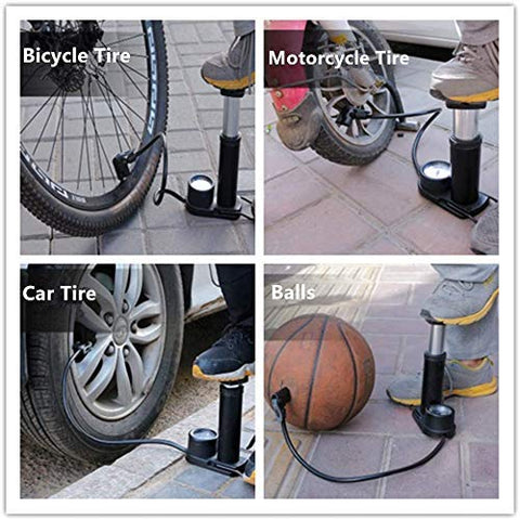 Image of DIYASHI® Portable Mini Bike Pump/Bicycle Air Pump Foot Activated Mini Floor Cycle Pump for Car Bike and Bicycle with Pressure Gauge (Standard)