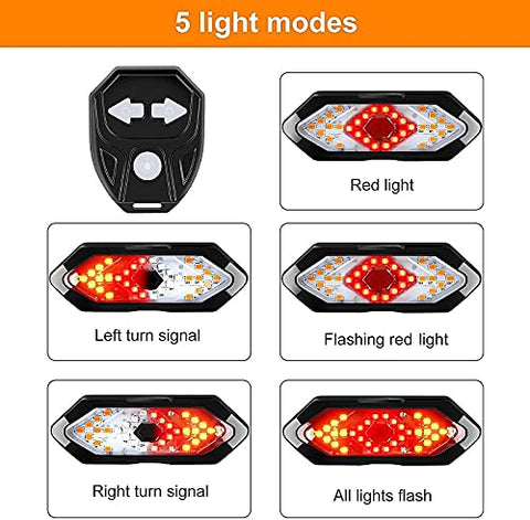 Image of FASTPED ® Bicycle Tail Light USB Rechargable Smart Wireless Remote Control Turn Signal Warning Lamp Bike Taillight