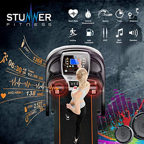 Image of Stunner Fitness STX-360 2.0 HP (4.0 HP Peak) Motorised Treadmill with Auto Inclination & Auto Lubrication System, MP3, Smart Phone App for Cardio Workout at Home (Free Installation Assistance)