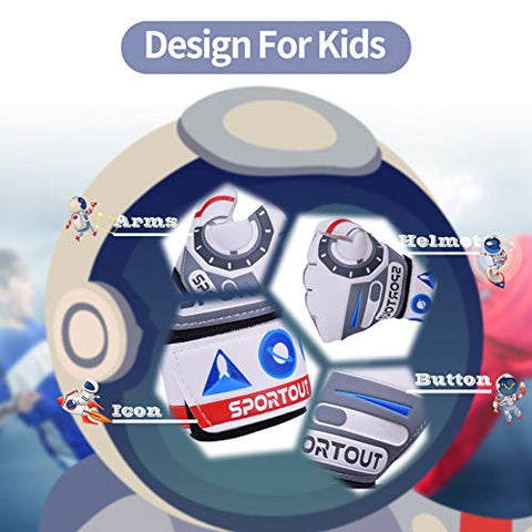 Image of Sportout Kids Goalkeeper Gloves, Soccer Gloves with Double Wrist Protection and Non-Slip Wear Resistant Latex Material to Give Protection to Prevent Injuries. (Astronaut-White, 7)