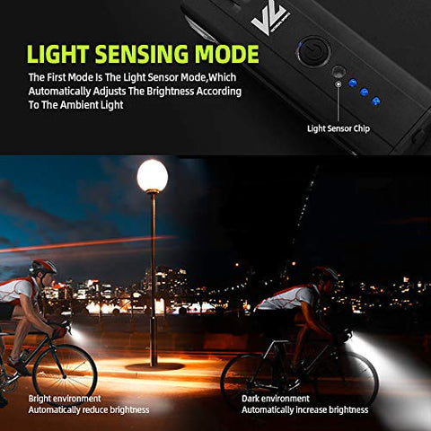 Image of VICTGOAL Cycle Light Set USB Rechargeable 450 Lumens Bright Bicycle Light with Wired Control Electronic Horn Waterproof Front Headlight and Taillight for Night Cycling (Black)