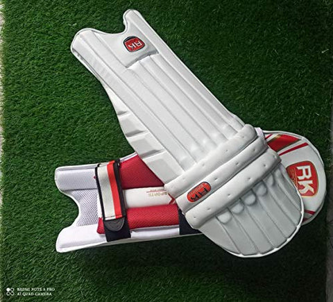Image of RK KAIME SPORTS Cotton Batting Pad Club Ultimate Intense - Legguard Practice Pad for Mens Youth & Boys (Youth) (White, Red)