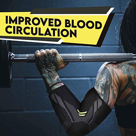 Image of Serveuttamยฎ Elbow Support for Gym (1 Pair) - Elbow Brace for Men Women Workout | Elbow Compression Sleeves for Tendonitis Pain Relief, Tennis, Volleyball, Cricket - Elbow Pain (Robotic, M)