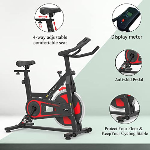 Image of LETSPLAY® Indoor Upright Exercise Bike with Matt Black Frame Handlebar Aluminum Pedals Ergonomic Seat for Home, Workout & Cardio Training