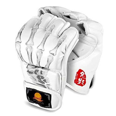 Image of ZooBoo MMA Gloves, Half-Finger Boxing Fight Gloves MMA Mitts with Adjustable Wrist Band for Sanda Sparring Punching Bag Training (One Size Fits Most)