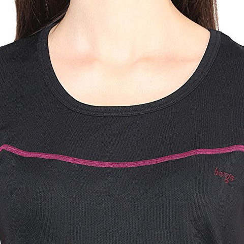 Image of berge' Ladies Polyester Dry Fit Western Shirts & Tshirts for Women, Quick Drying & Breathable Fabric, Gym Wear Tees & Workout Tops (Black Colour) XXL