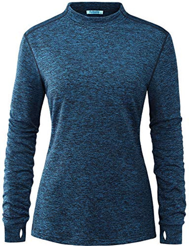 Image of Fulbelle Womens Running Clothes, Women's Fall Long Sleeve Casual Tops Yoga Running Athletic Gym Workout Clothes Comfortable Cozy Outdoor T-Shirt Stretchy Quick Dry Clothing Dark Blue M