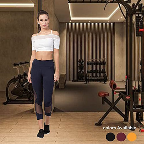 Image of STOKOR Mesh Yoga Gym Dance Workout and Active Sports Fitness Leggings Stretchable Tights for Women | Girls (Large, Blue)