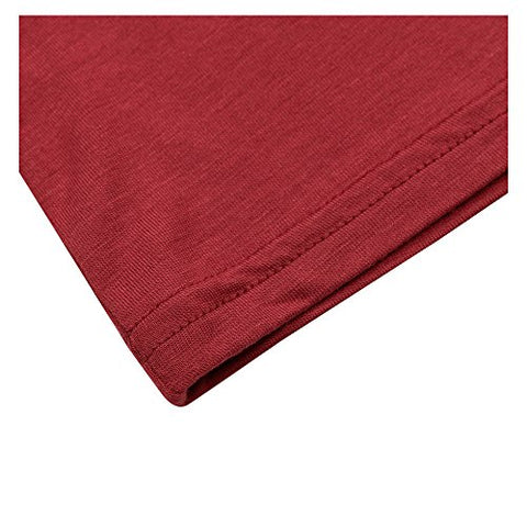 Image of OThread & Co. Women's Plain Basic Spandex Short Sleeves T-Shirt Scoop Neck Tee (X-Large, Burgundy)