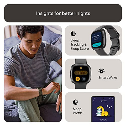 Image of Fitbit Sense 2 Health & Fitness Watch (Shadow Grey / Graphite Aluminium) with 6-Month Premium Membership