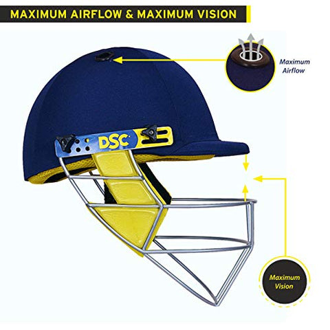 Image of DSC Bouncer Cricket Helmet for Men & Boys (Adjustable Steel Grill | Color: Blue | Light Weight | Size:Large