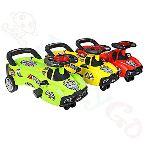 Image of BabyGo Baby Furrari Swing Magic Car Ride On for Kids with Music and Light (Red)