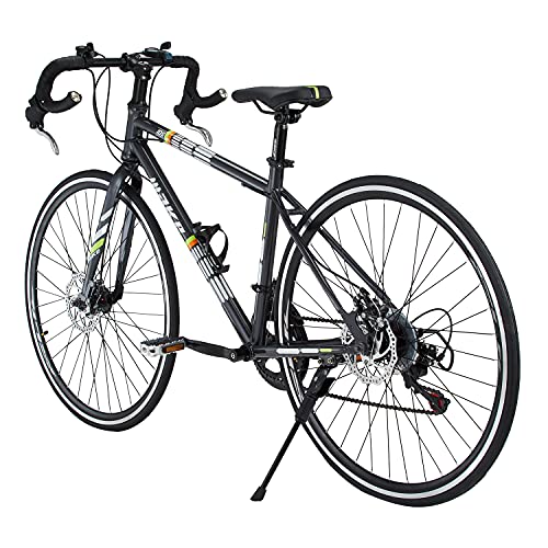 Amardeep cycles Make Road Bike 700 C with 14 Speed (7 by 2) Shimano Gear, Dual disc Brake 18.00, steel Sports Gear Bicycle for Men (Black)