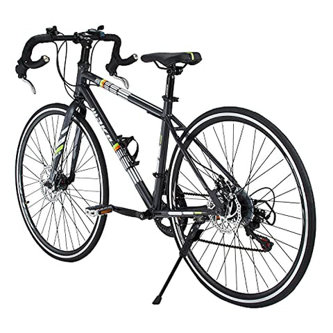 Image of Amardeep cycles Make Road Bike 700 C with 14 Speed (7 by 2) Shimano Gear, Dual disc Brake 18.00, steel Sports Gear Bicycle for Men (Black)