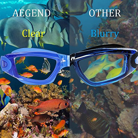 Image of Aegend Anti-Fog UV Protection Triathlon Clear Swimming Goggles with Case (Blue)