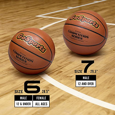 Image of GoSports Indoor/Outdoor Synthetic Leather Competition Basketball with Pump - Size 7