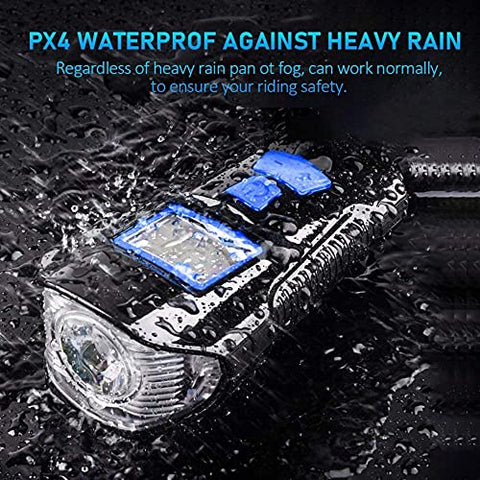 Image of FABSPORTS Rechargeable ABS LED Bicycle Front/Head Light with USB with Speedometer, Odometer and is Waterproof, Suitable for All Mountain and Road Bicycle and Bikes (Black)