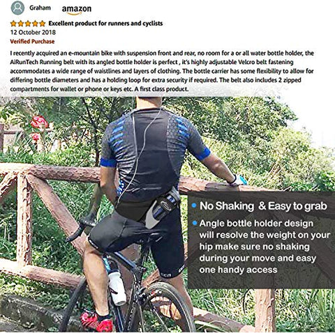 Image of AiRunTech Waist Pack Water Bottle Holder, Fanny Pack/Pouch Bag Women Running, iPhone Samsung Waterproof Purse Pockets Running Belt Fitness Jogging Accessories (Upgraded II Black 4.0")
