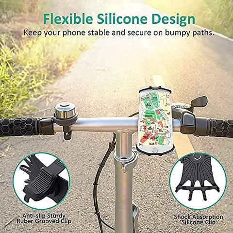 Image of Sounce Bike Phone Mount/Holder, 360 Rotation Silicone Bicycle Phone Holder/Mount, Universal Motorcycle Handlebar Mount Compatible with All Smartphones