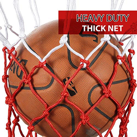 Image of Syhood Basketball Net Hoop Net for All Weather, Fits Standard Indoor or Outdoor Basketball Hoop, 12 Loop (5 Knots, White Red)