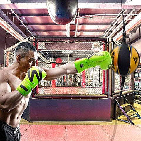 Image of RDX Boxing Gloves for Training & Muay Thai | Convex Skin Leather Gloves for Sparring, Kickboxing, Fighting, Punch Bags, Double End Speed Ball & Focus Pads Punching