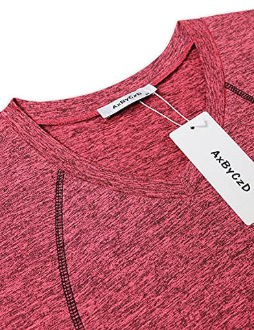 Image of Fashion Tops for Women Dressy,Sports Workout Hiking Short Sleeve V Neck Active Shirts Soft Comfortable Tunics Training Weight Lifting Fitness Clothes Daily Leisure Wear Pink Large