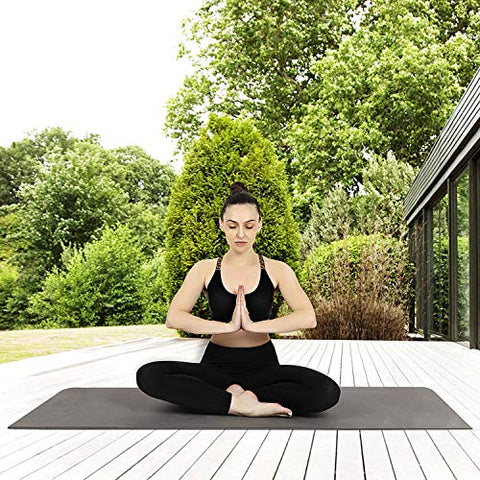 Image of VIFITKIT® Yoga Mat Anti Skid EVA Yoga mat with Carrying Strap for Gym Workout and Flooring Exercise Long Size Yoga Mate for Men Women… (Grey, 4mm)