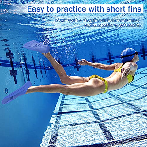 Image of Gintenco Swim Fins, Swim Training Fins for Snorkeling Swimming Diving, Floating Fins Comfortable Swim Flippers Travel Size with Bag for Adults Men Women Kids