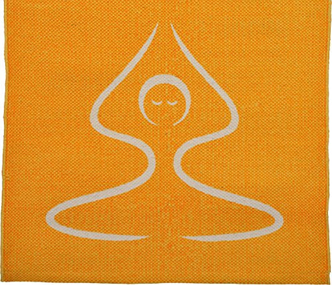 Image of Arka Cotton Yoga Mat Handloom Organic Anti-Skid (72 x 24 Inches, 4mm Thick) Washable Durry (Kaivalyadhama Parvatasna Chakra - Yellow)