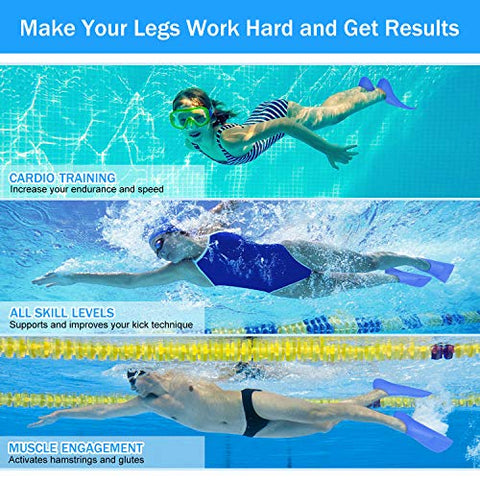 Image of Gintenco Swim Fins, Swim Training Fins for Snorkeling Swimming Diving, Floating Fins Comfortable Swim Flippers Travel Size with Bag for Adults Men Women Kids