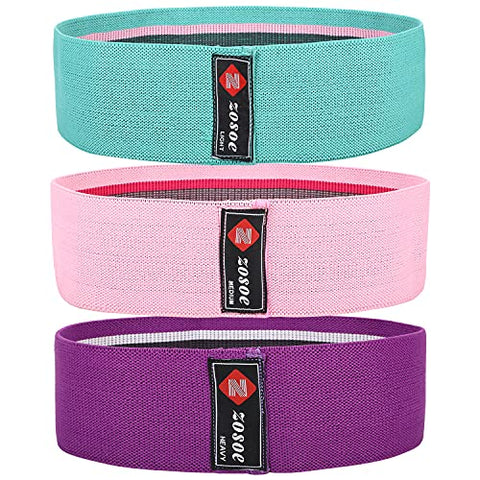 Image of ZOSOE Fabric Resistance Loop Bands for Exercise,3 Pack Non-Slip Workout Fitness Resistance Bands for Men and Women and Workout Non Slip Hip Booty Bands for Squats, Action Guide &Carry Bag (Set of - 3)