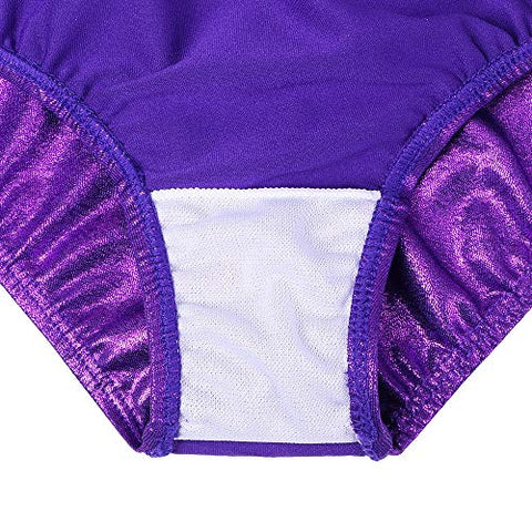 Image of BAOHULU Gymnastics Leotards Little Girls Shiny Black Blue One-Piece Dance Outfit Athletic Bodysuit (Purple, 7-8 Years)